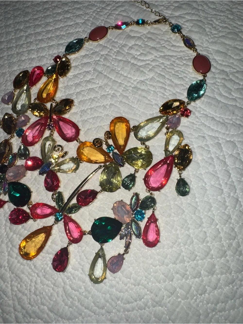 Statement Multicolor Crystal Floral Necklace - Women Jewelry